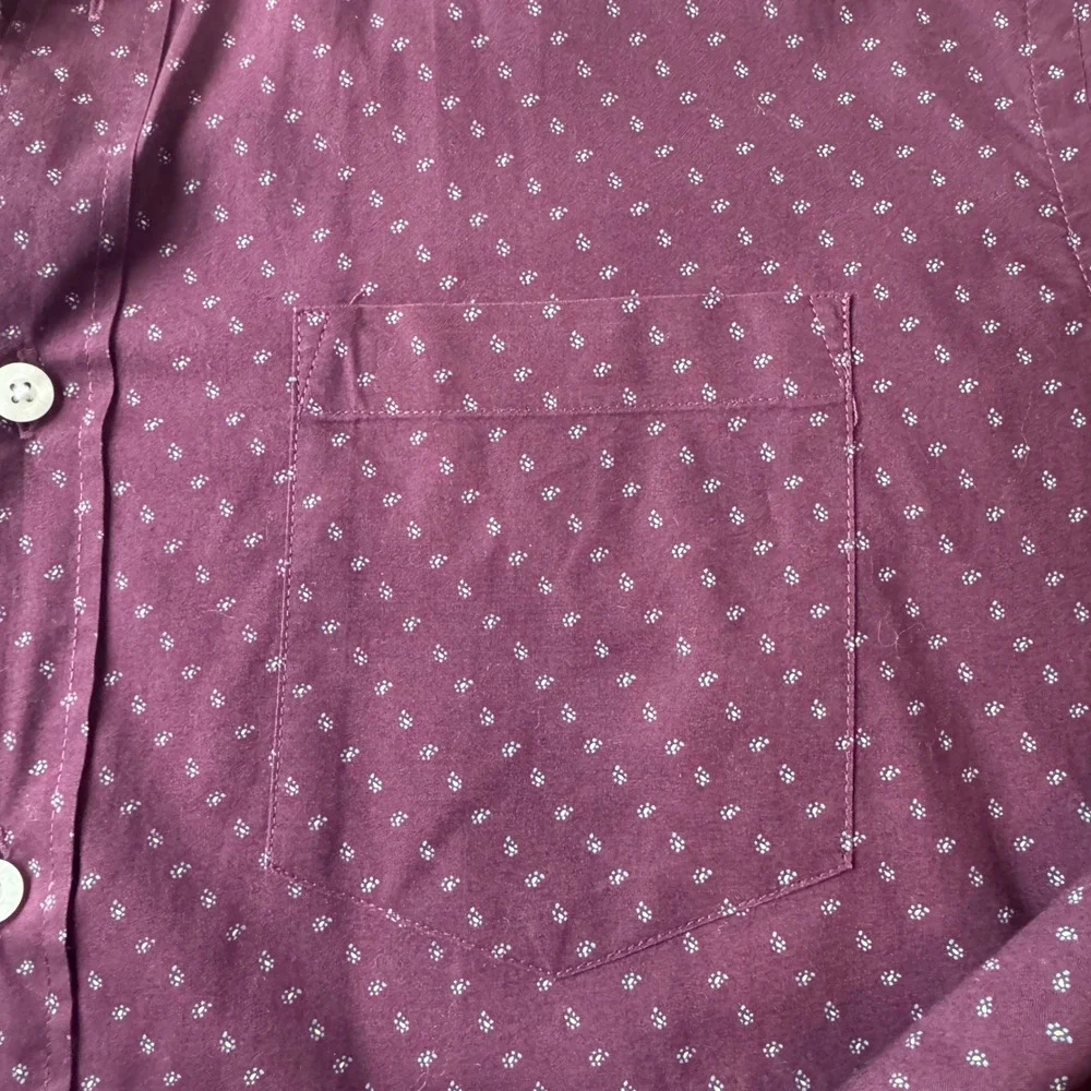 J.Crew Slim Men's Micro Paisley Shirt Maroon Burgundy Cotton Button‎ Down M